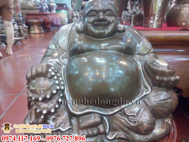 Tượng Phật Di Lặc khảm ngũ sắc cao 45 cm